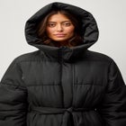 Long Belted Puffer with Hood image number 3