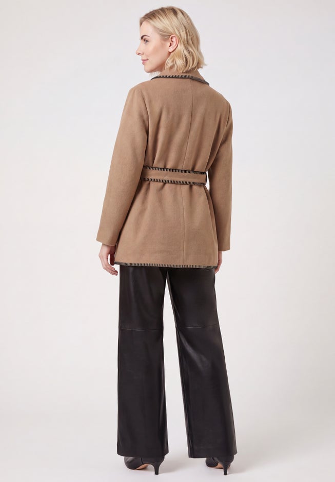 Wrap Jacket With Whipstitch Trim image number 1