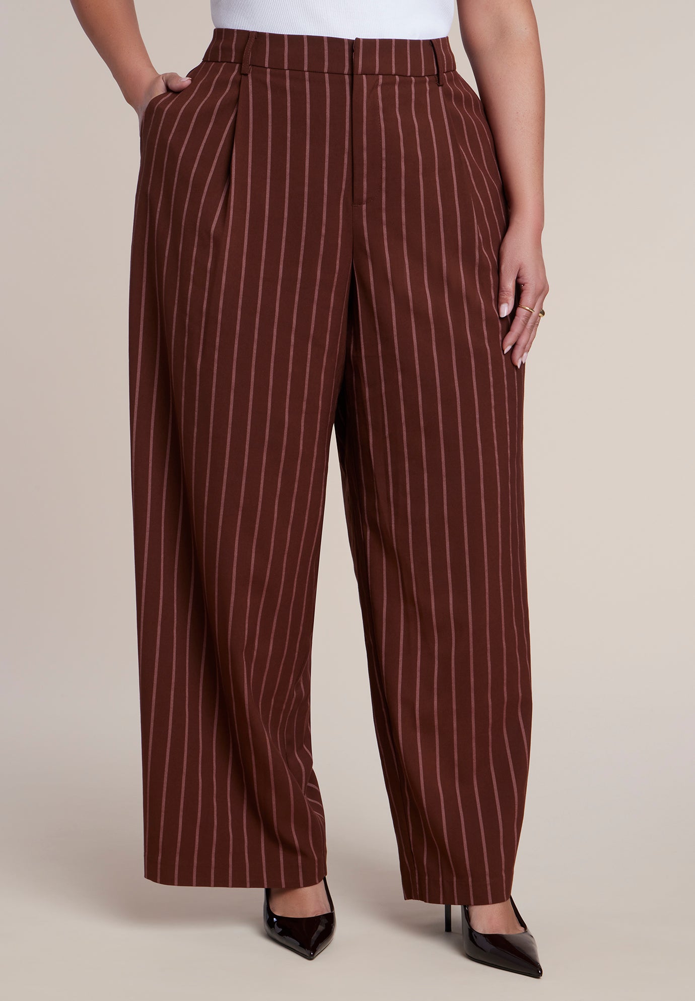 Wide Leg Pinstripe Trouser image number 1