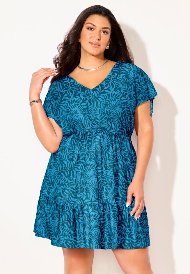 Pack & Go Wrinkle-Resistant V-Neck Short Sleeve Cover Up Dress image number 1