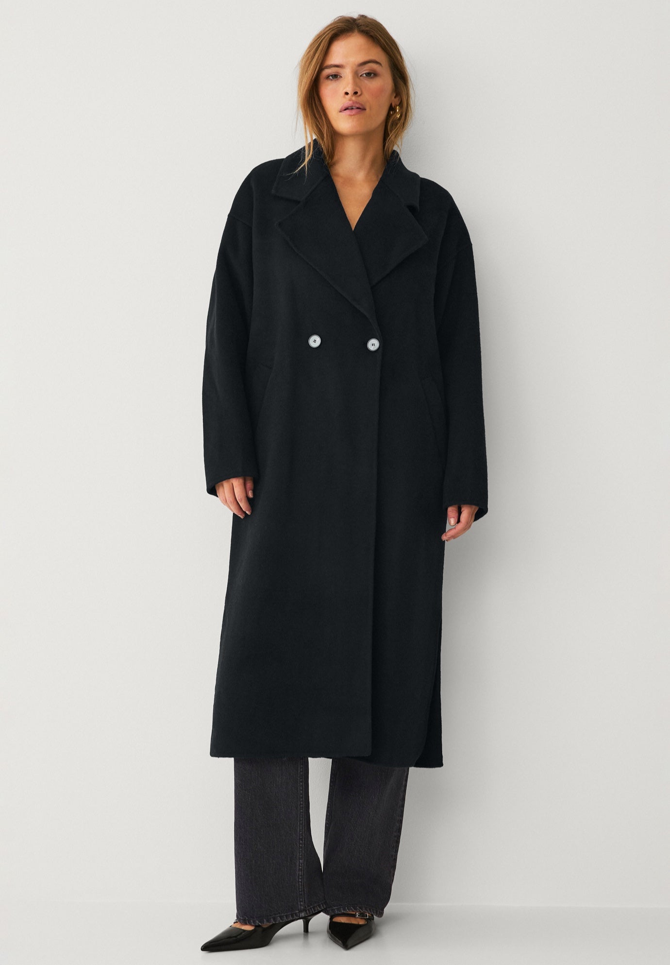 Double Breasted Wool Coat With Side Slits image number 0