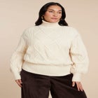 Cableknit Slouchy Sweater image number null