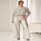 5 Pocket Faux Leather Wide Leg Pants image number 0