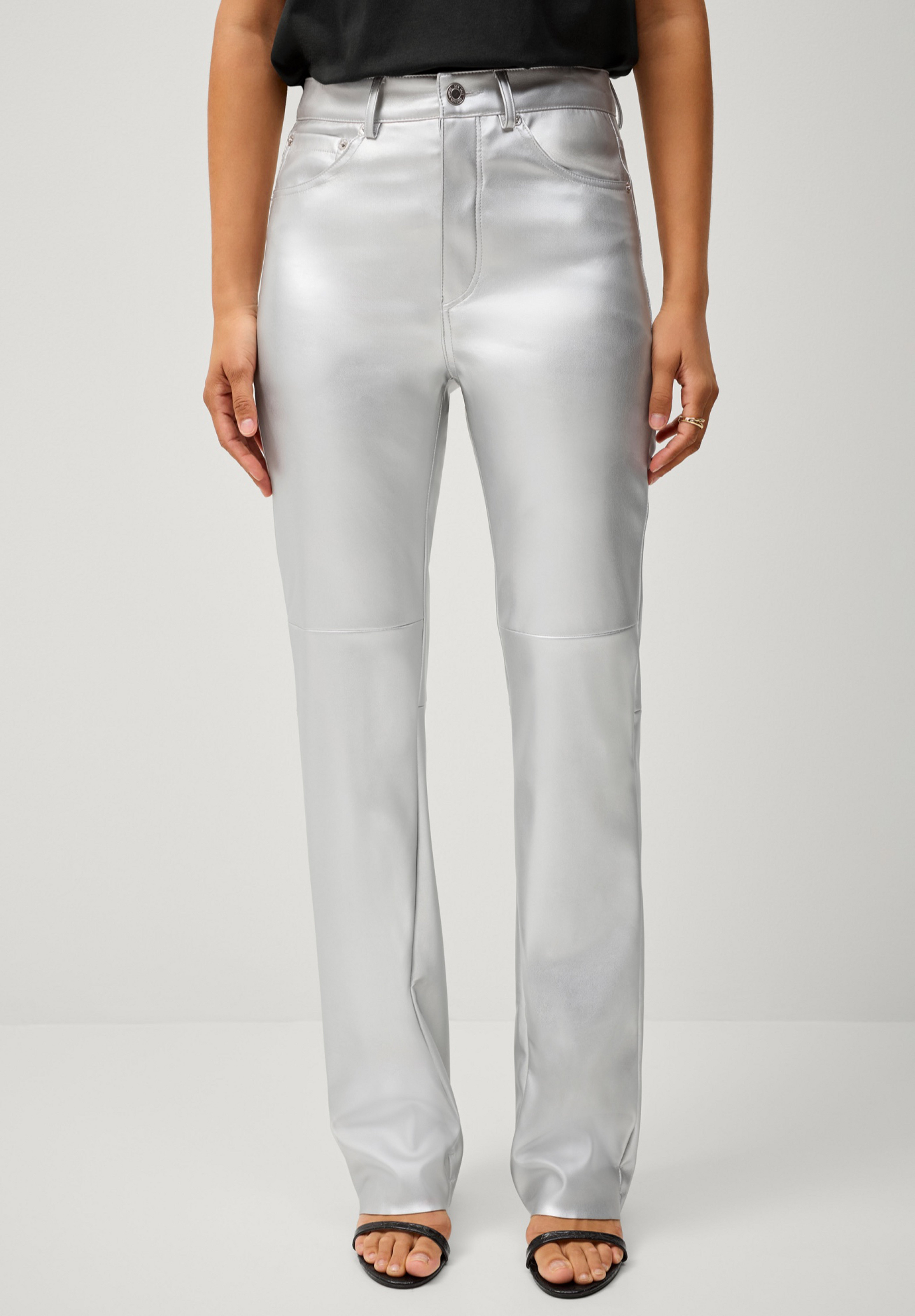 5 Pocket Faux Leather Wide Leg Pants image number 1