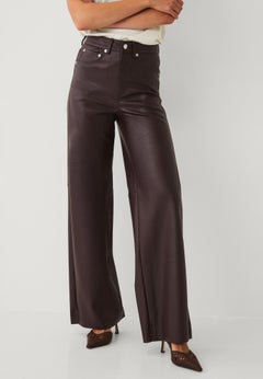 5 Pocket Faux Leather Wide Leg Pants