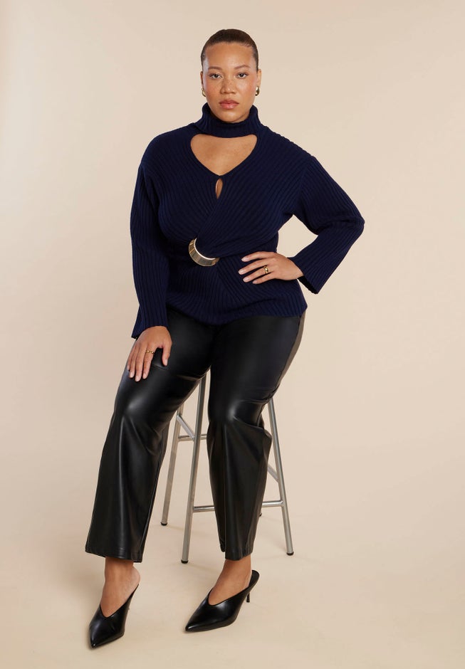 Faux Leather Straight Leg Pant image number 3