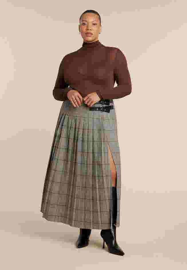 Maxi Pleated Skirt With Buckle Detail And Slit image number 0