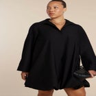 Bubble Hem Mini Shirt Dress image number null