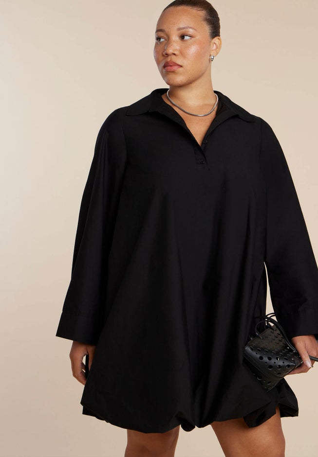 Bubble Hem Mini Shirt Dress image number 3