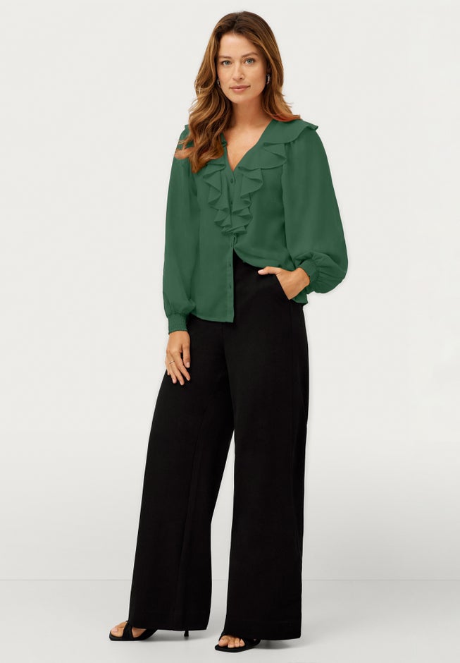 Ruffled Button Front Blouse image number 3