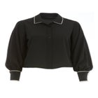 Cropped Oversized Blouson Sleeve Button Front Blouse image number null