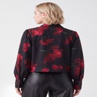 Cropped Oversized Blouson Sleeve Button Front Blouse image number 1