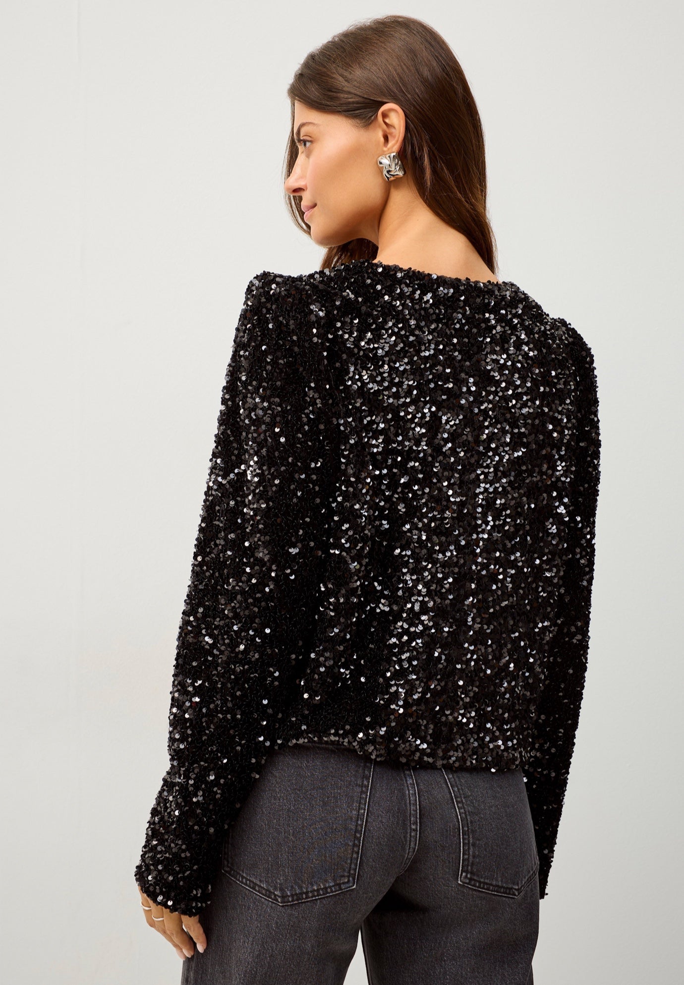 Sequin Boxy 1-Hook Jacket image number 1