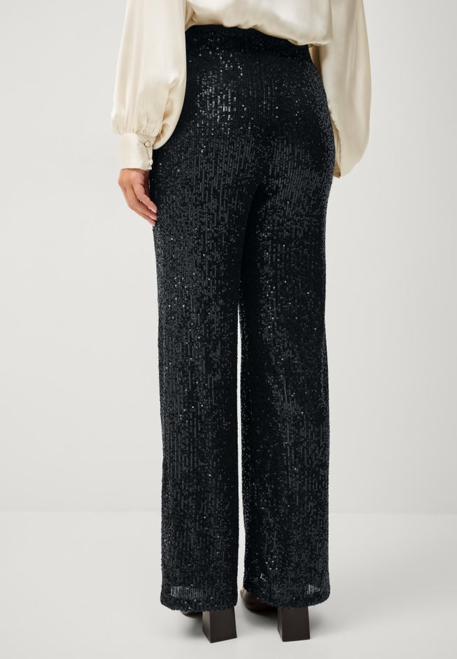 Relaxed Sequin Pants with Elastic Waist image number 1