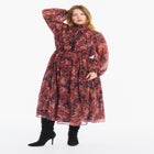Mock-Neck Chiffon Midi Dress image number null