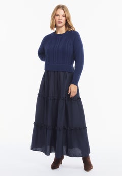 Tiered Mixed-Media Maxi Dress