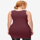 Stretch Knit Scoop Neck Sleeveless Long Tank image number null