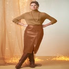 Faux Leather Croc Wrap Skirt image number null