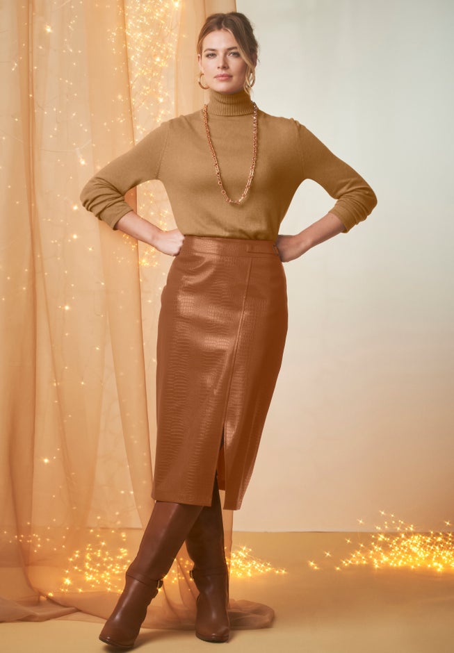 Faux Leather Croc Wrap Skirt image number 0