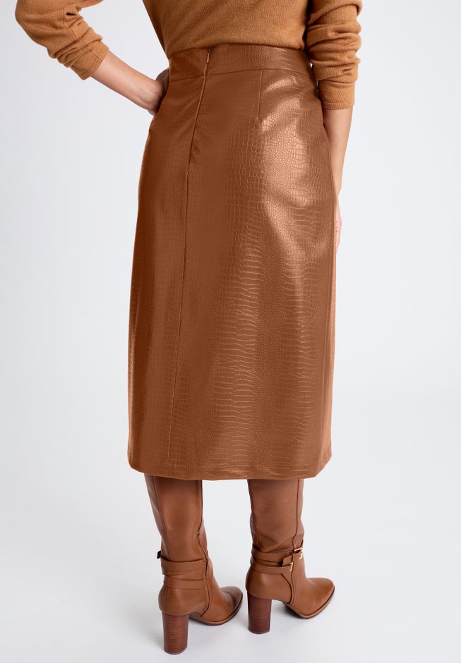 Faux Leather Croc Wrap Skirt image number 2