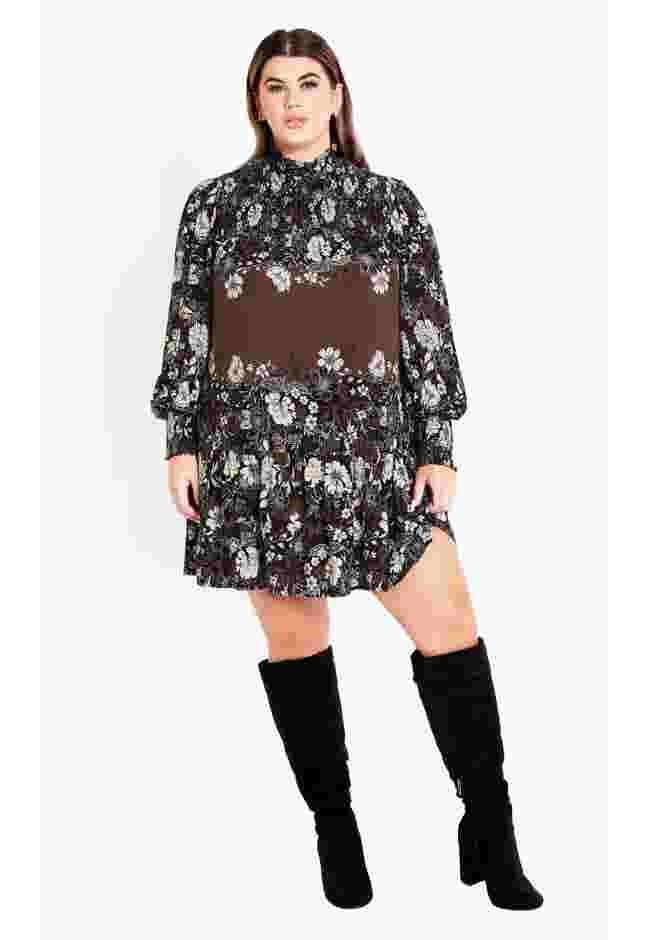 Cassia Puff Sleeves Ruffle Placement Dress image number 1