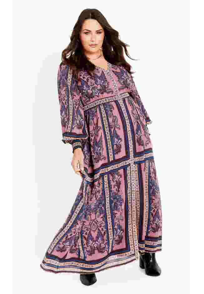Serene Placement Sleeved Maxi Dress image number 1