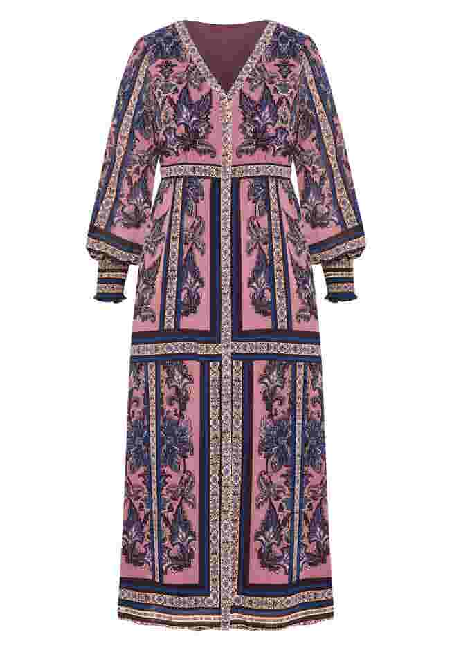 Serene Placement Sleeved Maxi Dress image number 3