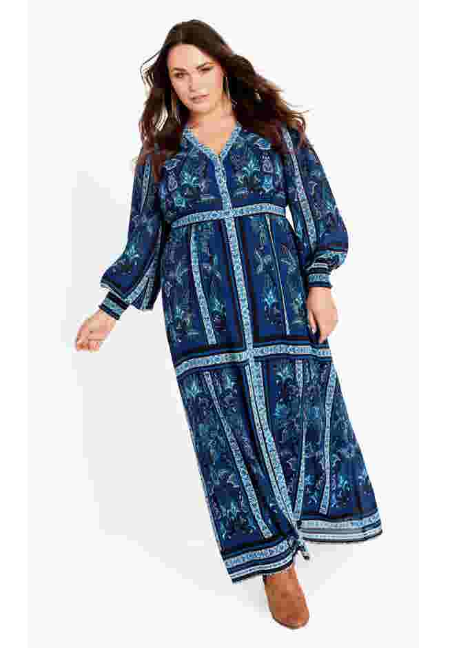 Serene Placement Sleeved Maxi Dress image number 1