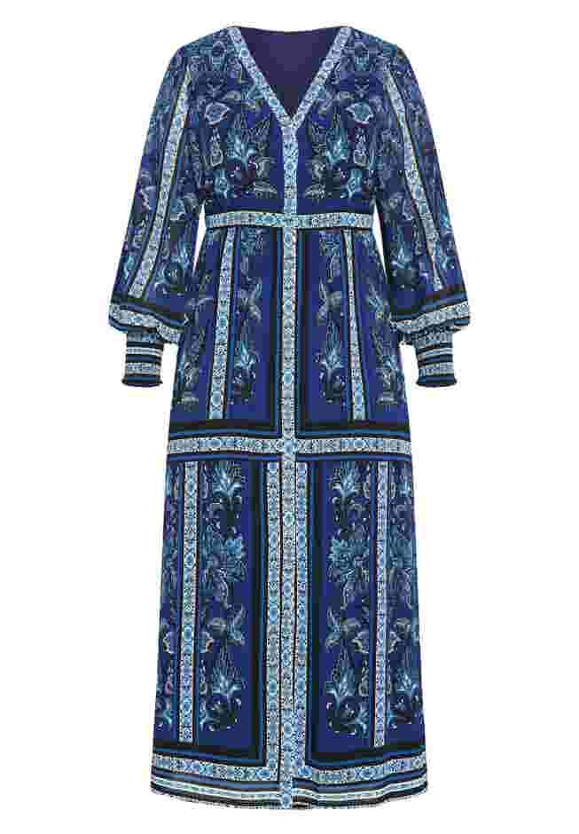 Serene Placement Sleeved Maxi Dress image number 3