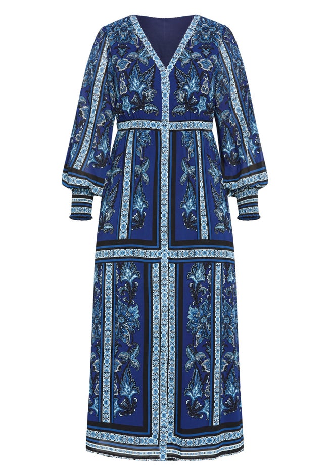 Serene Placement Sleeved Maxi Dress image number 3