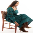 Puff Sleeve Poplin Midi Dress image number null