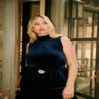 Velvet Mock Neck Peplum Top image number null