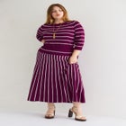 Striped Knit Midi Skirt image number null