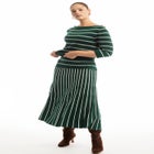Striped Knit Midi Skirt image number null