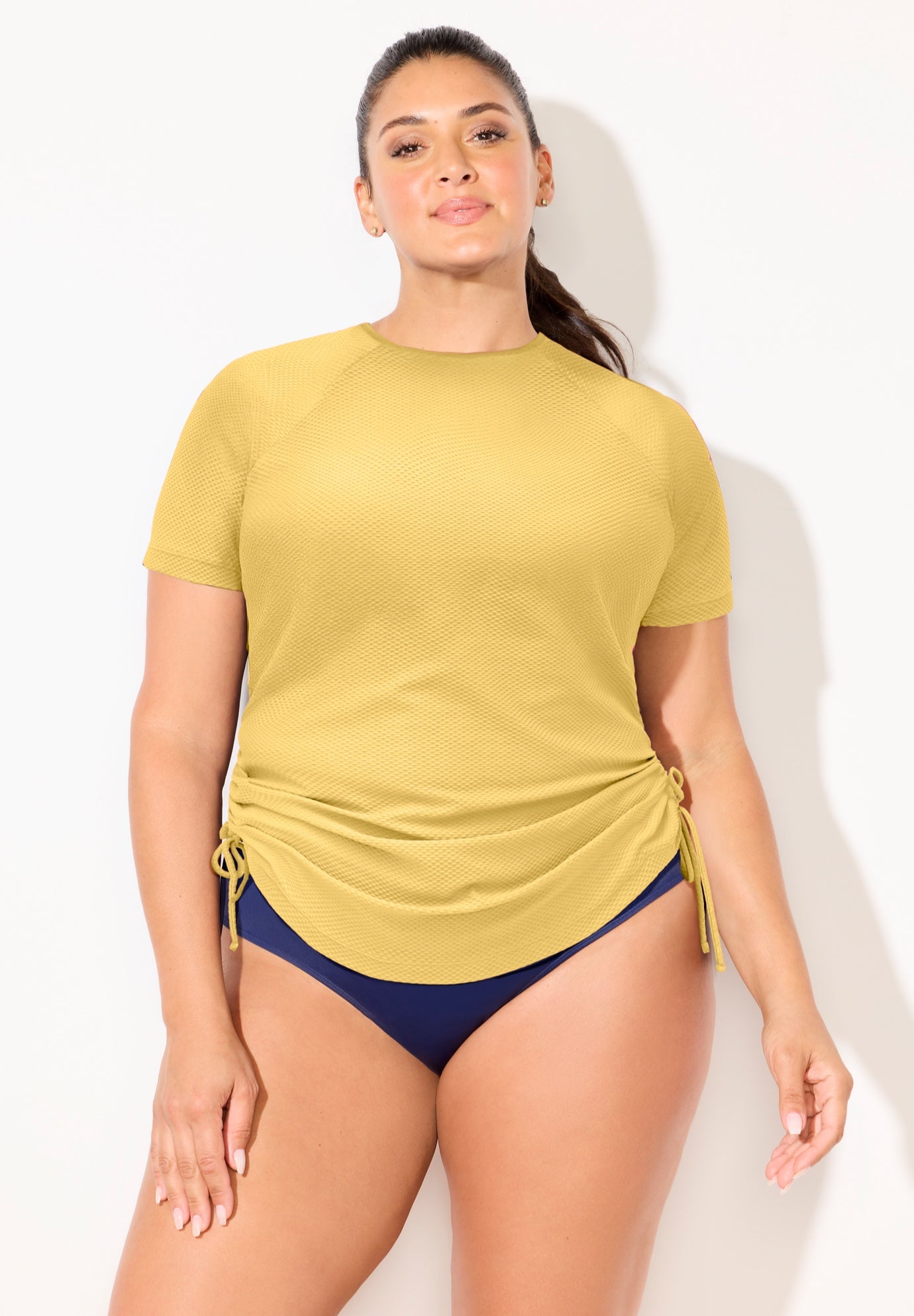 Chlorine Resistant Quick-Dry Side-Tie Short Sleeve Swim Tee Rash Guard image number 4
