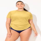 Chlorine Resistant Quick-Dry Side-Tie Short Sleeve Swim Tee Rash Guard image number null