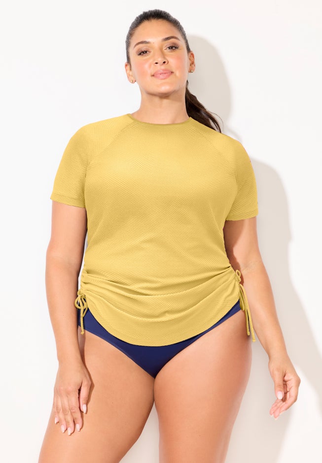 Chlorine Resistant Quick-Dry Side-Tie Short Sleeve Swim Tee Rash Guard image number 4