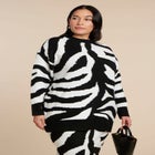 Oversized Zebra Intarsia Sweater image number null
