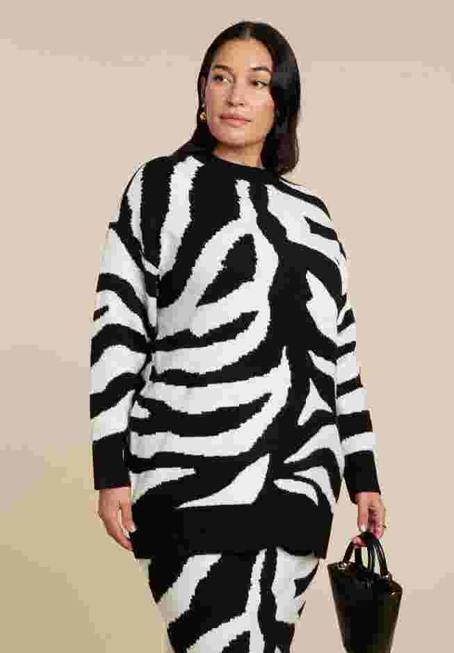Oversized Zebra Intarsia Sweater image number 0