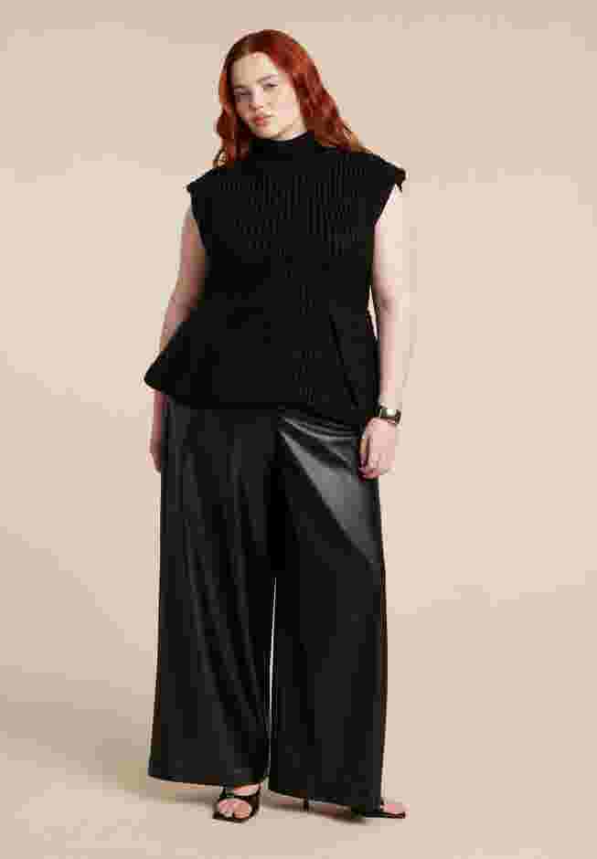 Turtleneck Peplum Sweater Vest image number 5