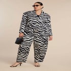 Nipped Waist Zebra Print Blazer image number null