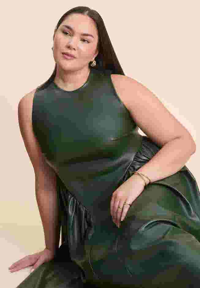 Faux Leather Fit And Flare Dress image number 3