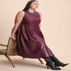 Faux Leather Fit And Flare Dress image number null