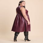 Faux Leather Fit And Flare Dress image number null