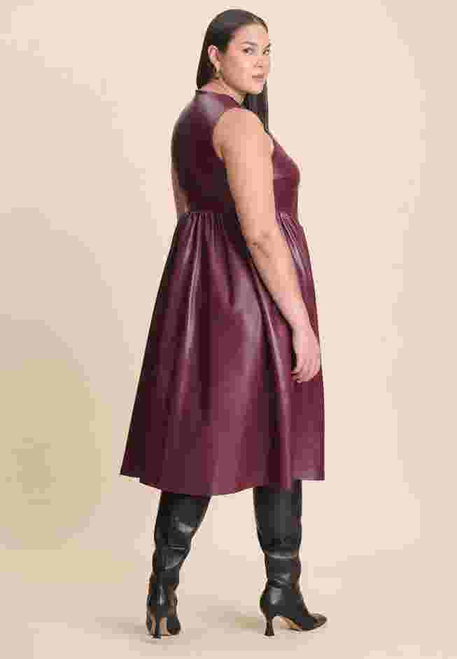 Faux Leather Fit And Flare Dress image number 2