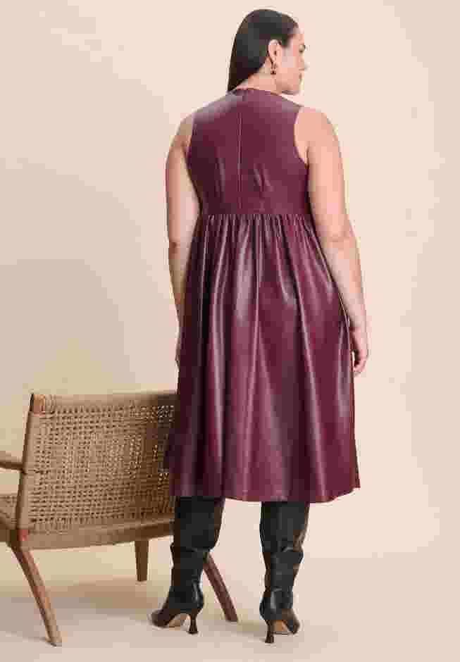 Faux Leather Fit And Flare Dress image number 3
