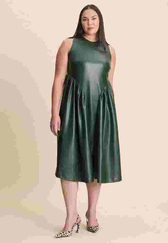 Faux Leather Fit And Flare Dress image number 0