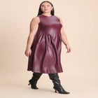 Faux Leather Fit And Flare Dress image number null