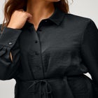 Button Front Satin Tunic With Self Belt image number null