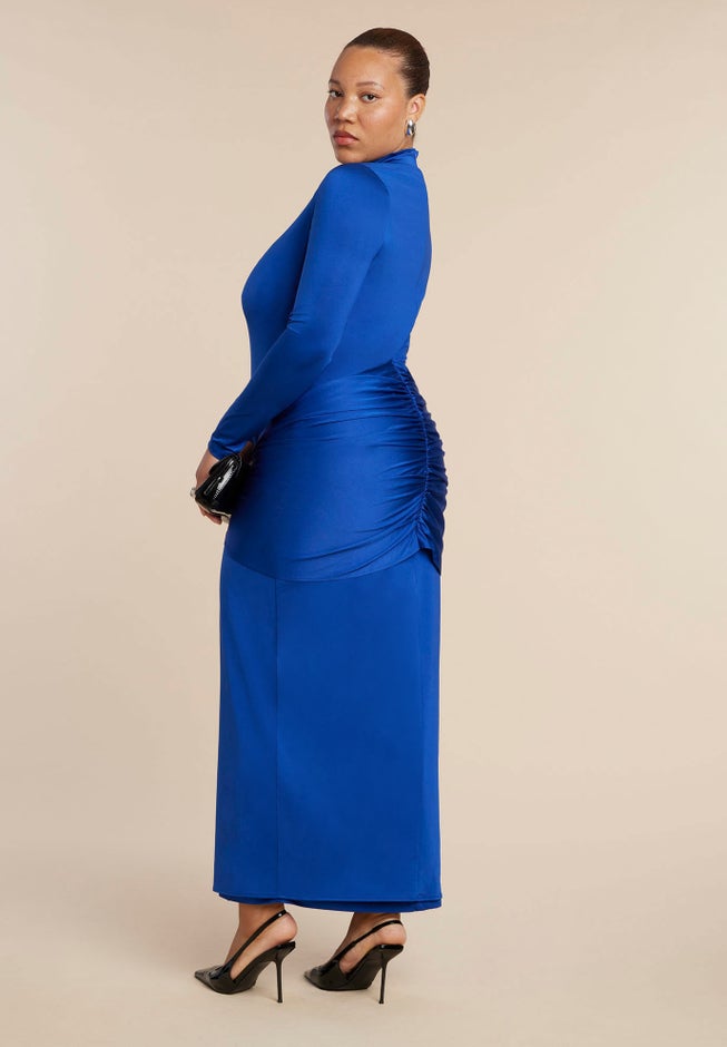 Tie Front Mock Neck Maxi Dress image number 2